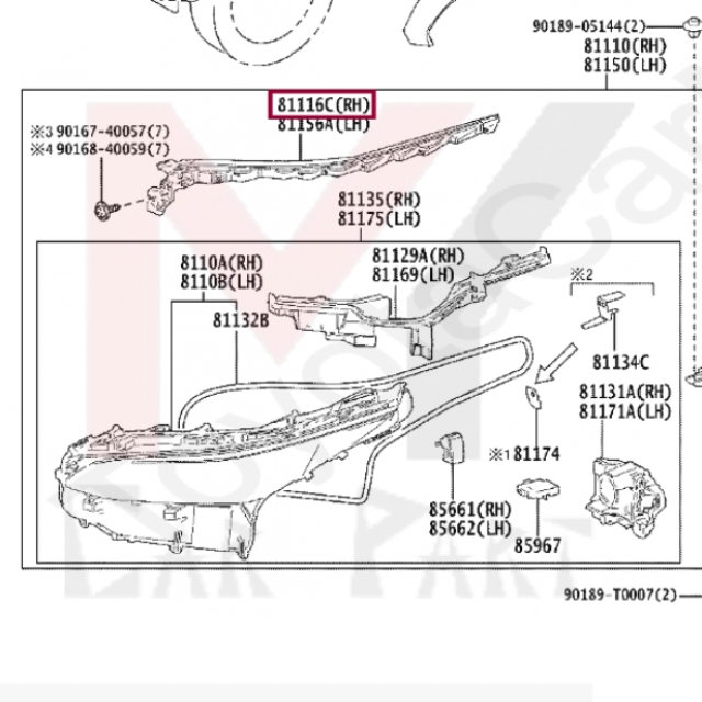 BRKT HEADLAMP A RH FORTUNER T5